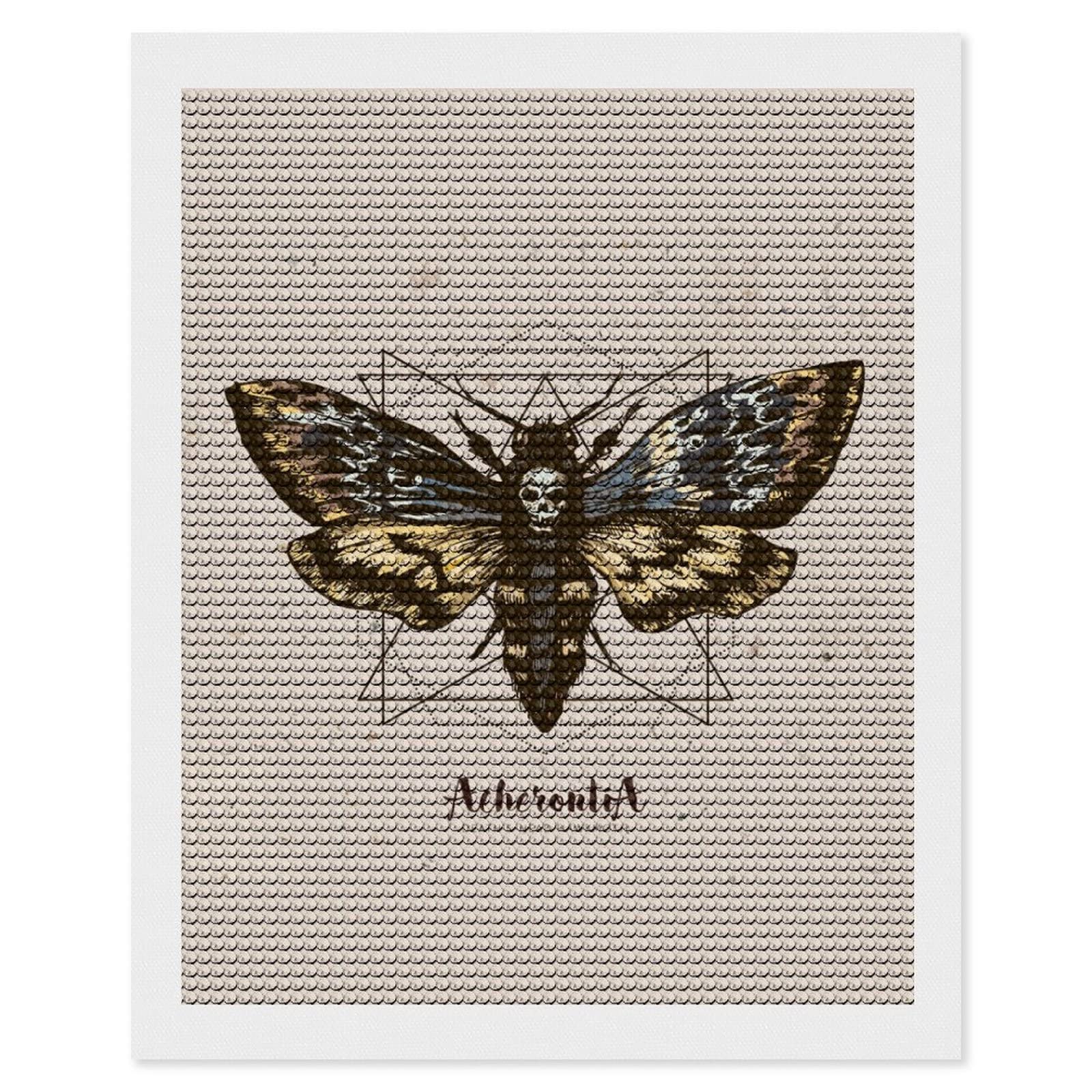 Psychedelic Death's Head Hawk Moth Diamond Painting Kits Round Full Drill Cross Stitch Art Pictures for Home Wall Decor