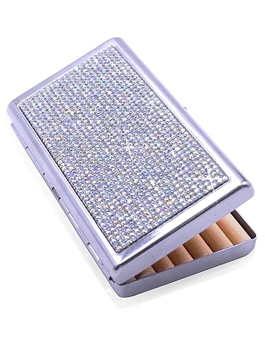 Estuche de cigarrillos de cristal con diamantes de imitación para mujeres y hombres, soporte de metal para regular, King y capacidad de 14 a 20 de