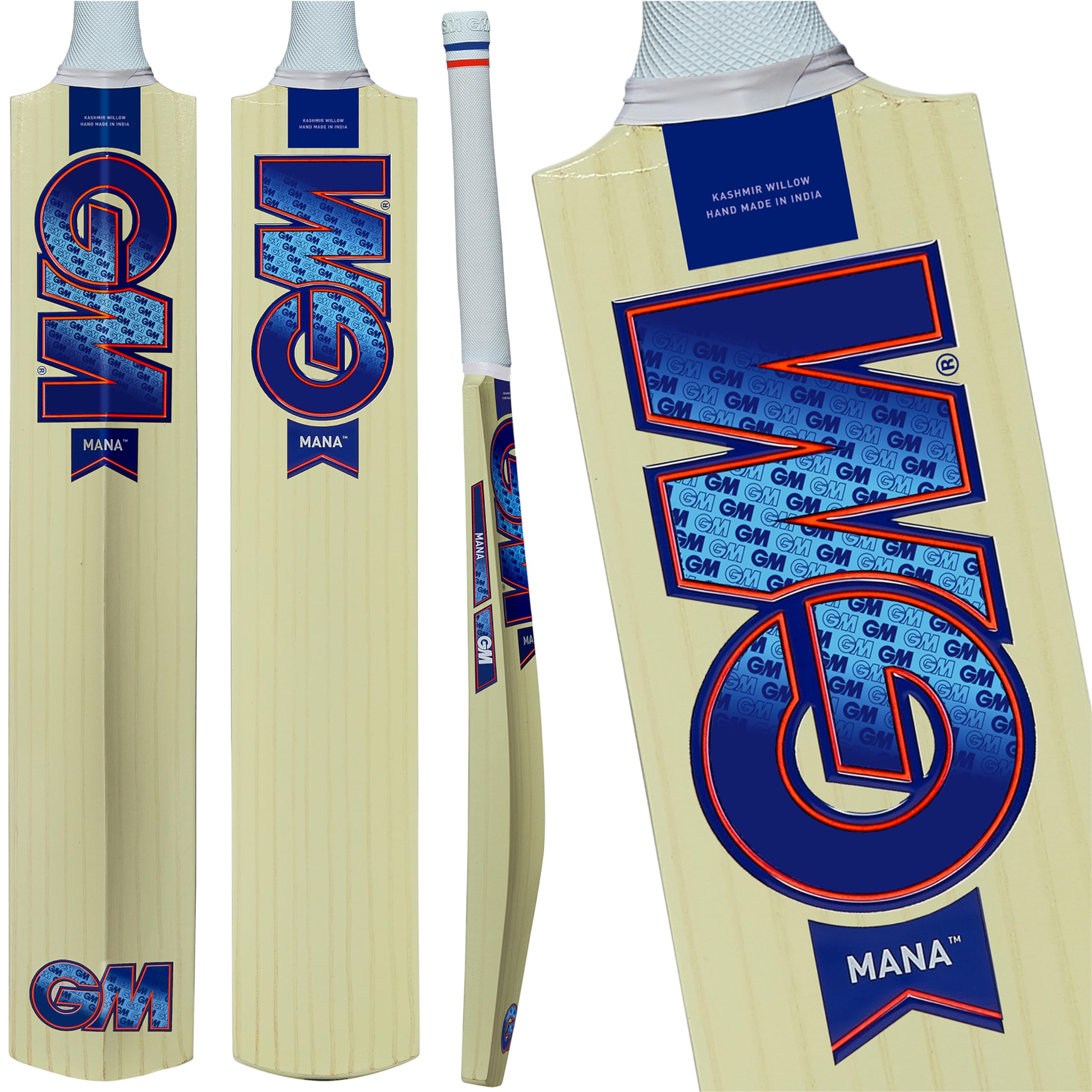 Gunn & Moore GM Cricket Bat - Kashmir Willow - HEX Grip - Available in Various Grades & Sizes for Children to Full Size
