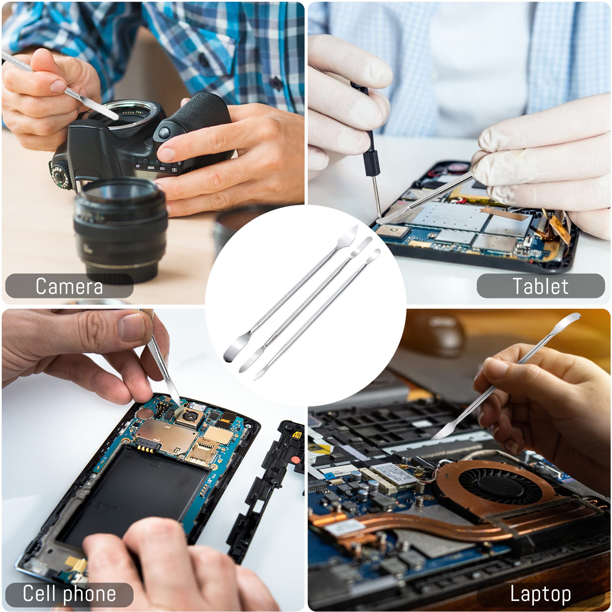 3 Pezzi Strumento di Smontaggio del Piede di Porco in Metallo Set di Spudger in Metallo a Doppia Estremità per Tablet iPad Laptop Dispositivo Elettronico Telefoni Cellulari
