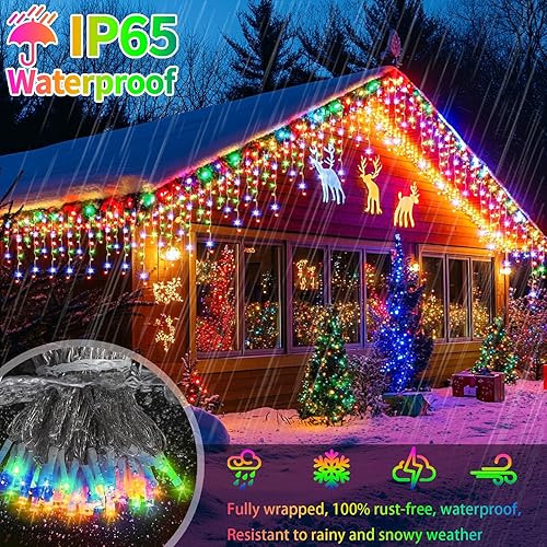 Miniatura 3 de XZAI Tira de luces de carámbano de 800 LED de 50 pies, enchufable, multicolor y blanco cálido, decoraciones de fiesta de Navidad, conectable,