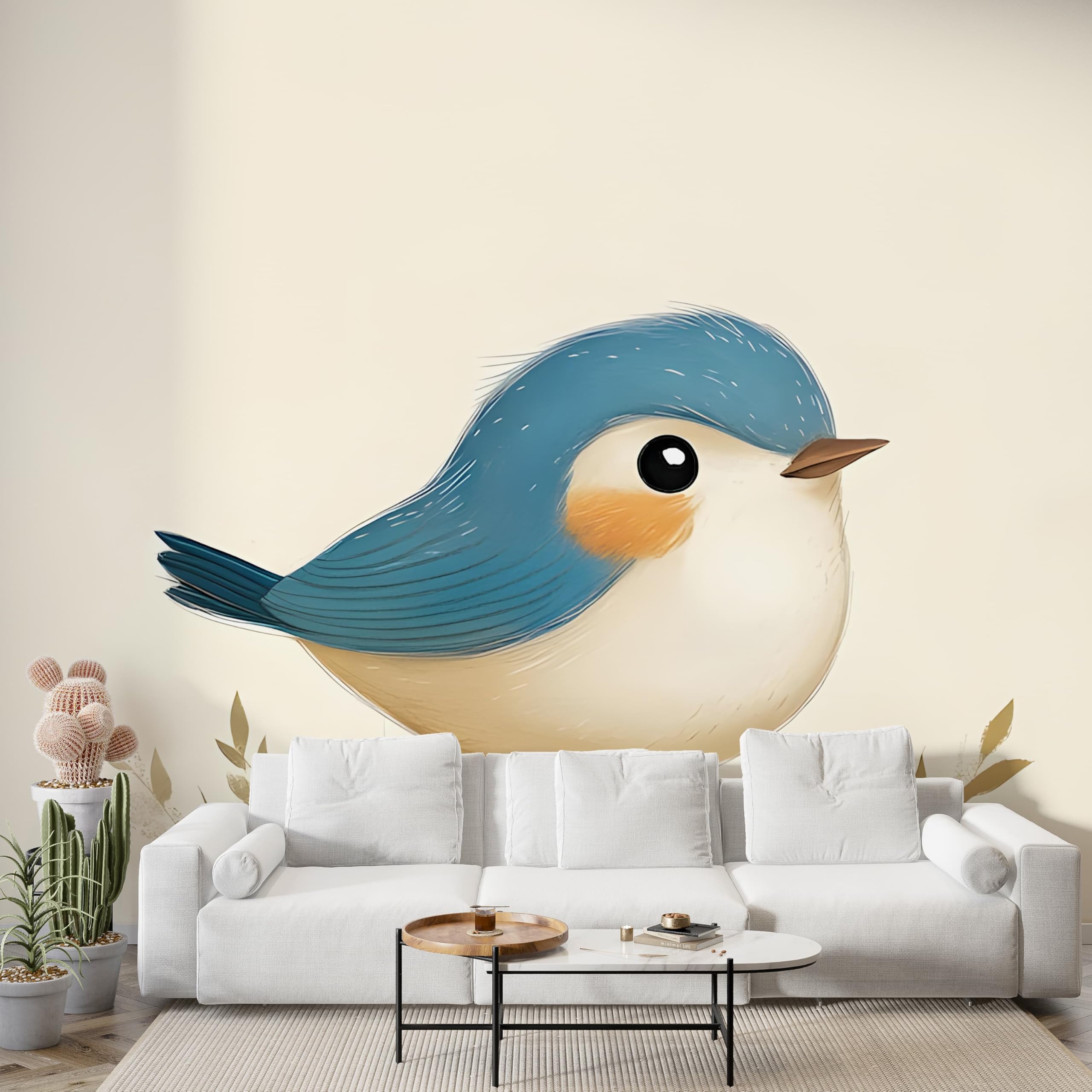 Papier Peint Panoramique Oiseau Bleu pour la chambre de vos enfants