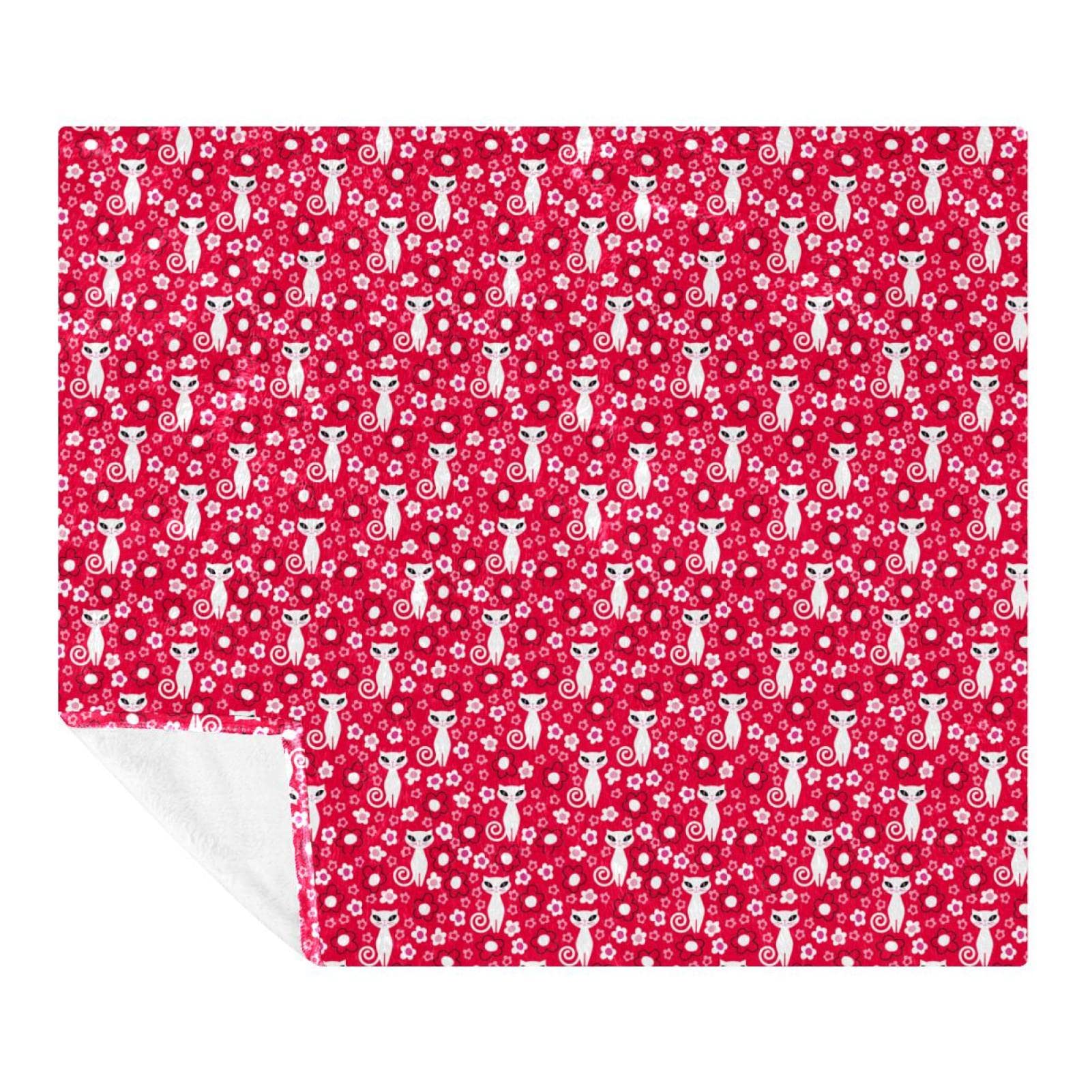 Couverture légère en microfibre contre le froid, plaid chat blanc pour lit et sofa
