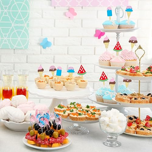 Miniatura 5 de Gyufise 30 piezas de helado para cupcakes con purpurina para helado Luau Cupcake Picks para verano, temática de Hawaii, baby shower, boda,