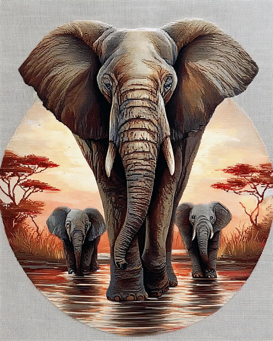 RKFLGEW DIY Embroidery Beads Set Elephant Portrait 50x70cm
