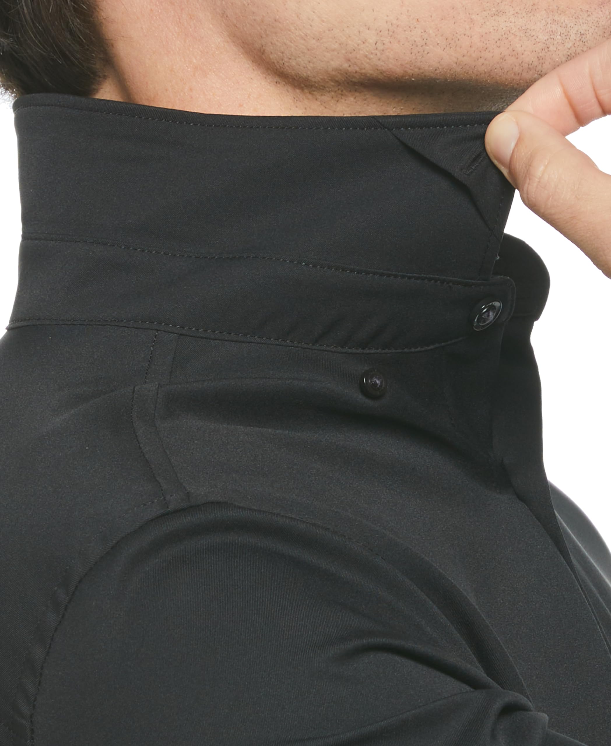Perry Ellis Camisa de Vestir de Manga Larga para Hombre, Ajuste Delgado, Cuello de Punta, Tela elástica Ligera