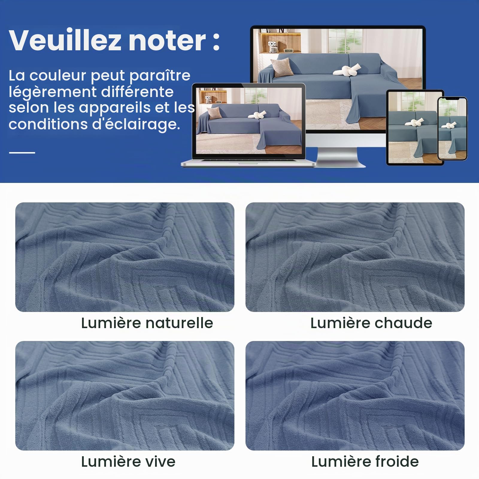 Ystyle Housse Canape d'angle 2 Pièces, Protection Canapé d'angle Antidérapante, Couverture Canape Angle Doux Universelle, Couvre Canapé Anti-Poussière, Bleu (200x280+200x300 CM)