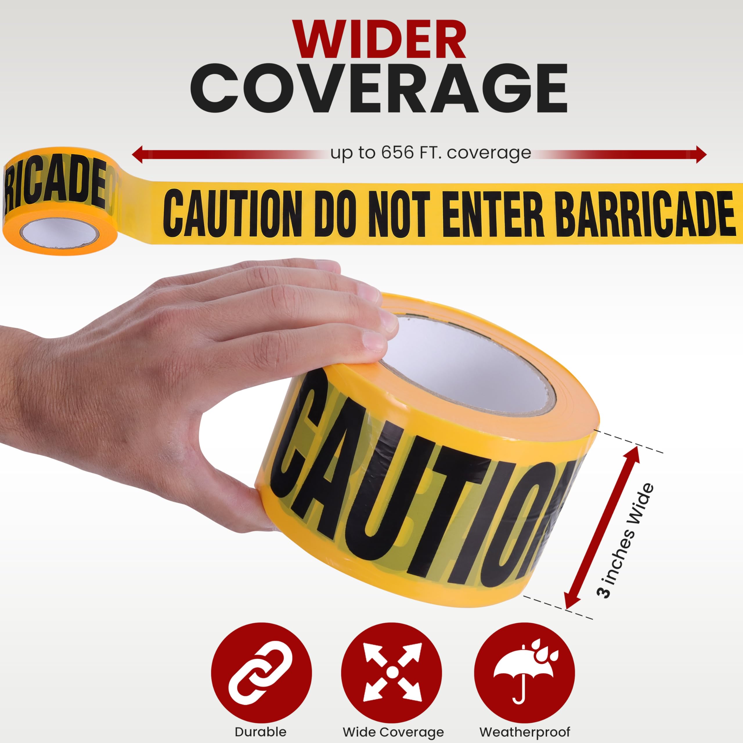 Pyle 12 Pieces Safety Yellow Caution Do Not Enter Tape Set - 200 Meters Long Tape Roll Suitable for a Wide Range of Applications, Including Roadworks, Events, and Hazardous Areas — Amazon image 2