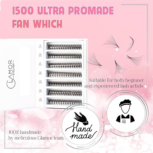 Miniatura 4 de 1500 Ultra Mix 7  Extensiones 6D-8D-10D  Extensión con 0.050.003 in de grosor de pestañas de visón, rizo C D, longitud de 0.35-0.59 pulgadas para