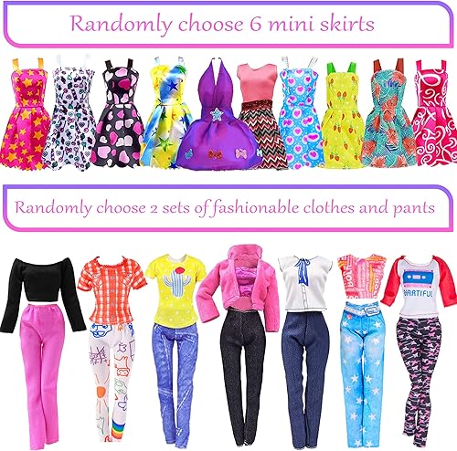 Vista 10 de iBayda Muñeca de moda de 11.5 pulgadas con accesorios de ropa de armario, incluye vestido de princesa, vestidos largos, trajes, zapatos, bolsos