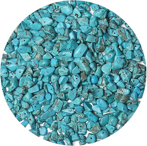 LAIDANLA 400 cuentas de piedra natural con chip azul turquesa de 0.319 a 0.315 pulgadas, piedras preciosas irregulares perforadas para manualidades,