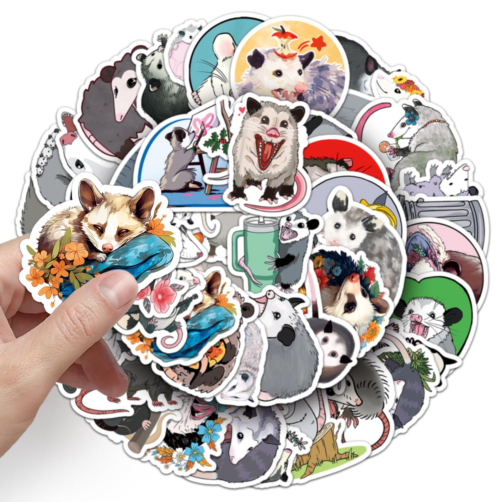 50 Pcs Possum Stickers for Helmet,Water Bottle,Computer,Car,Laptop,Skateboard,Phone,Luggage - Image 2