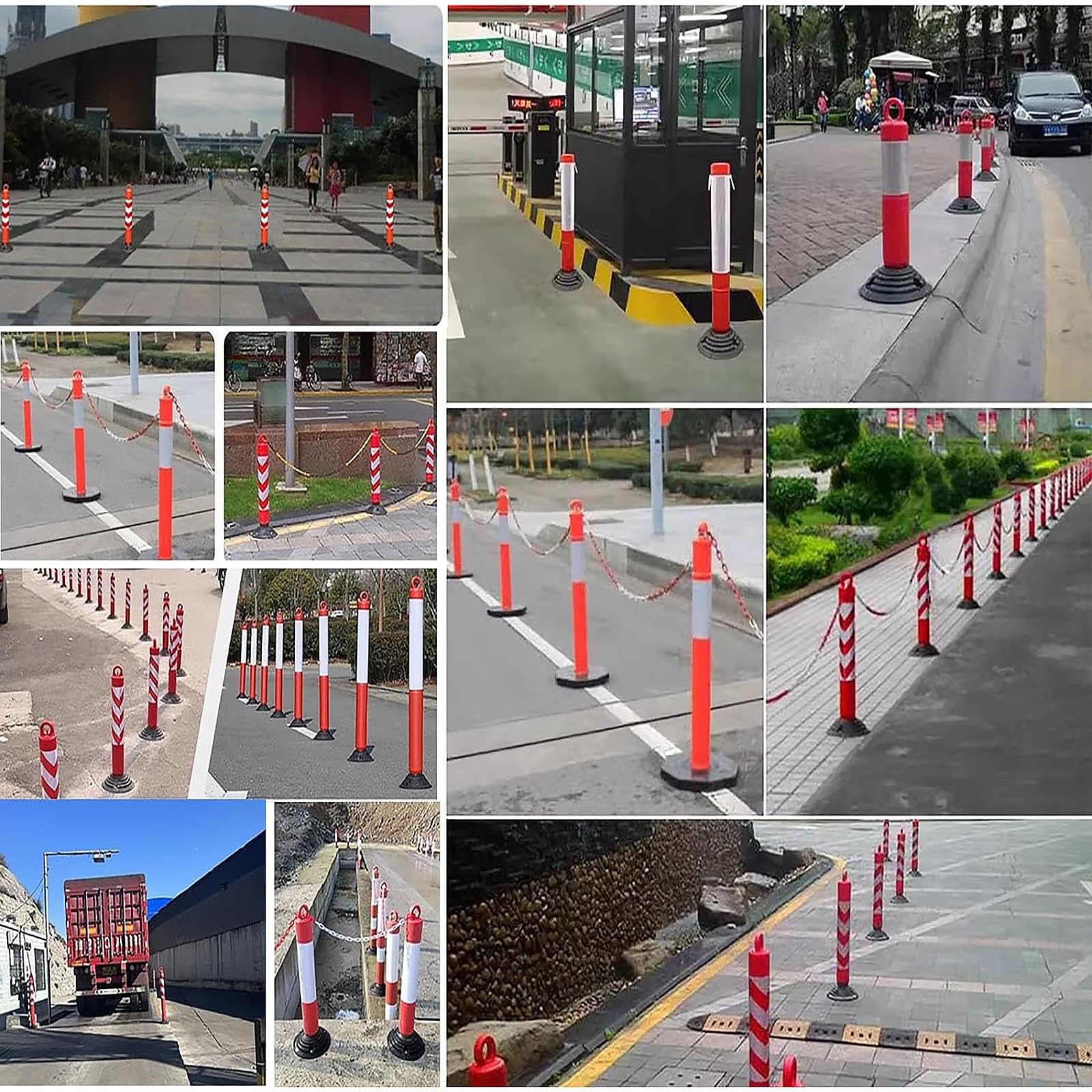 Conos de Barricada de Tráfico, Bolardo de Tráfico, Cono de Bolardo de Señalización de Tráfico con Base de Goma Extraíble, Cono de Barricada de Estacionamiento Reflectante Portátil para Garaje