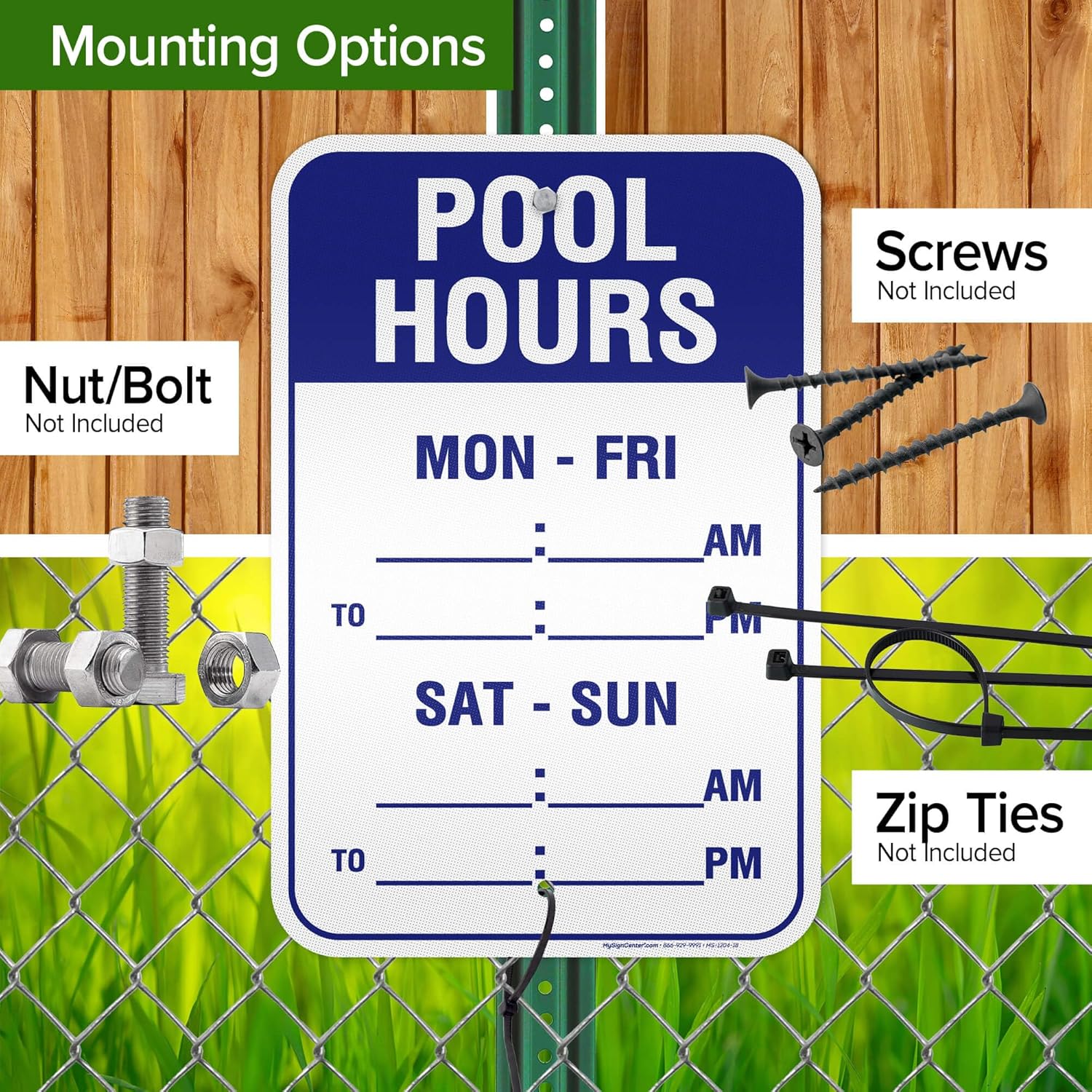 Pool Hours Sign, 12x18 Inches, 3M EGP Reflective, Rust Free .063 Aluminum, Fade Resistant, Made in USA by My Sign Center
