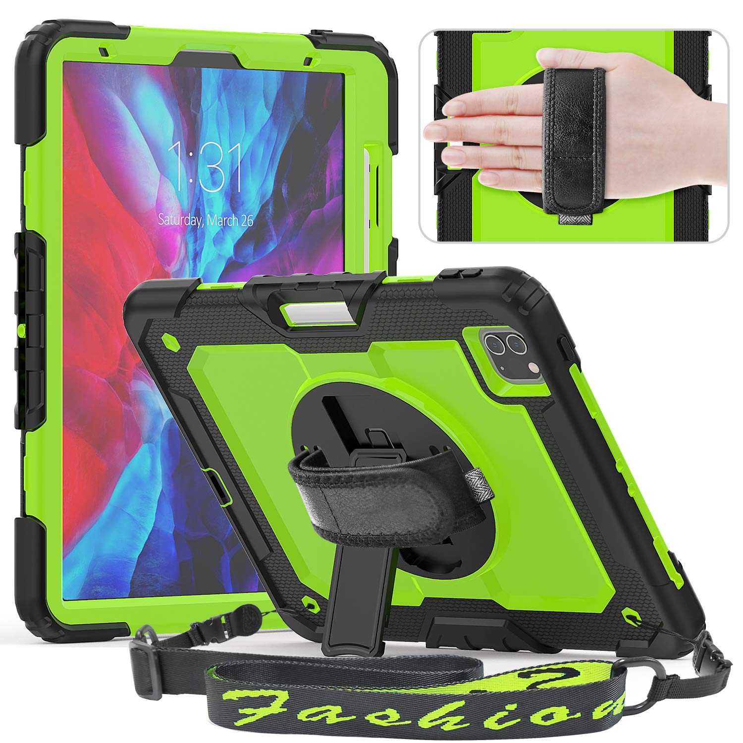Funda Timecity Para IPad Pro 11 Pulgadas (1ª, 2ª, 3ª Gen) - Con Protector De Pantalla, Soporte 360° Y Correa