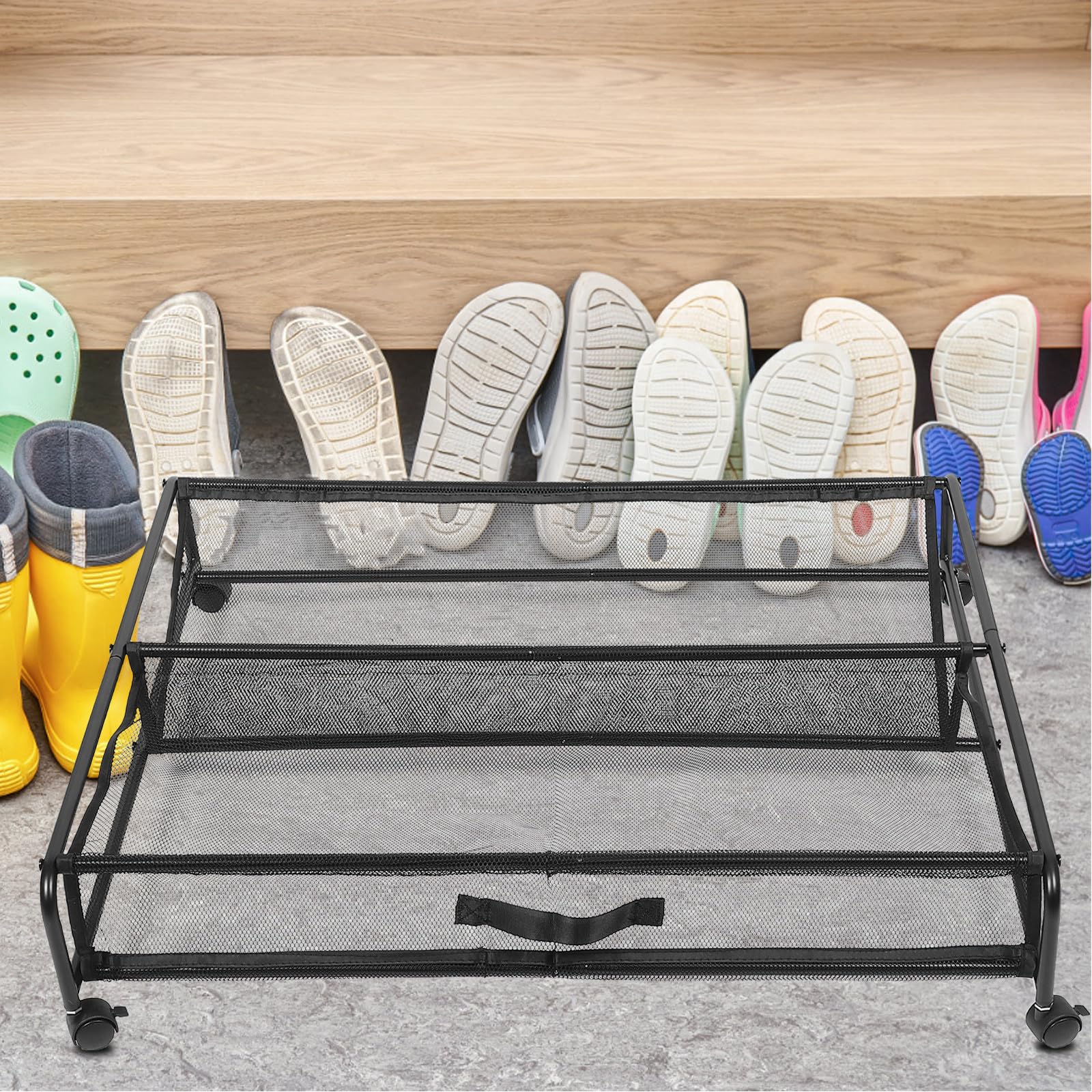 Gadpiparty Zapatero Cama con Ruedas, Hierro, Malla, Plata