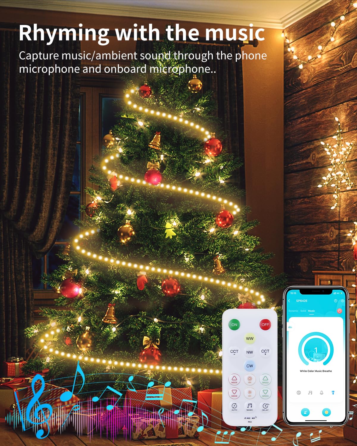 ALITOVE 24V LED Streifen 20m Abstimmbar Weiß 2700K~6500K mit APP-Steuerung | RF Fernbedienung, LED Band Aussenbereich Wasserdicht, Musik-Sync, Timer, für Decks Terrasse Garten, Nicht Selbstklebend