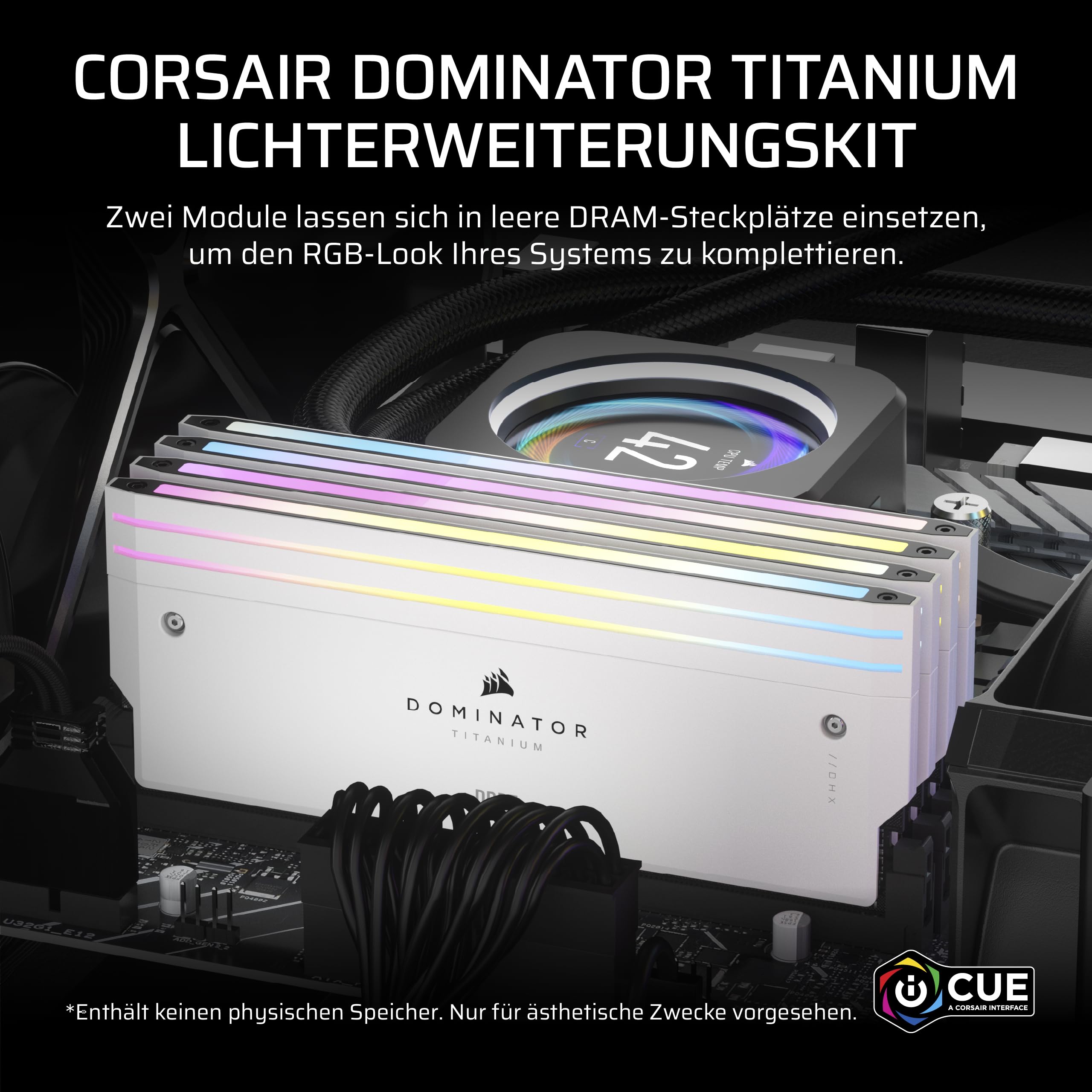 CORSAIR Dominator Titanium DDR5 RGB Lichtverstärkungs-Kit – 2X Module – 0GB RAM – CORSAIR iCUE-Kompatibel – Weiß