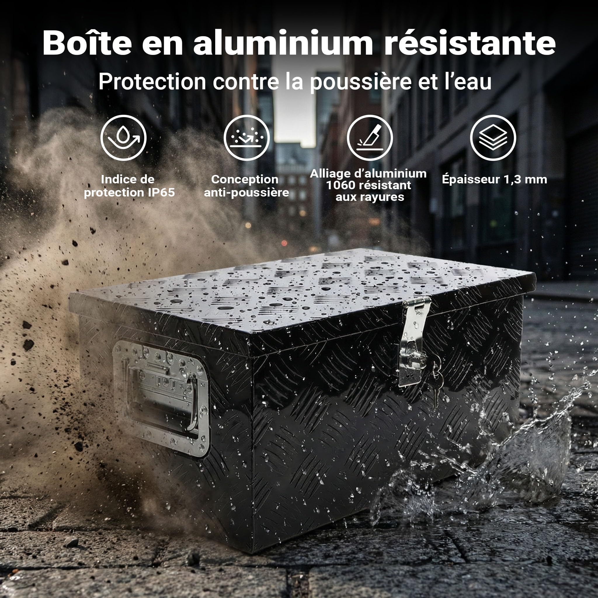 XPOtool Werkzeugbox Alu 50,8x30,5x24cm Schwarze Transportbox Werkzeugkiste inkl. Schlüssel