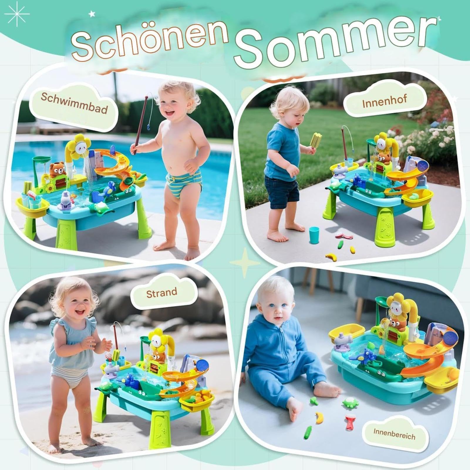 Mesa De Juegos De Agua Infantil Juguete Sensorial Magnético E Interactivo | Mesa Acuática, Set de Cocina con Bomba Para Niñas Pequeñas Y Preescolares En Jardín Patio Parque Y