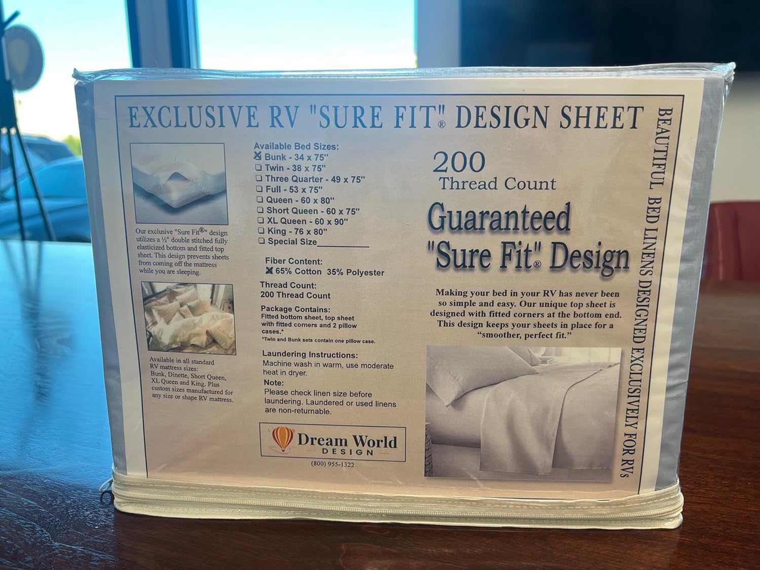 Dream World Designs Queen Size RV Sheets - 200 Thread Count 2 PCs Cotton Fitted Bed Sheet Blend Set with 4 Pillow Cases for RV Mattresses - Comfortable and Long Lasting - 60 x 80 - Navy