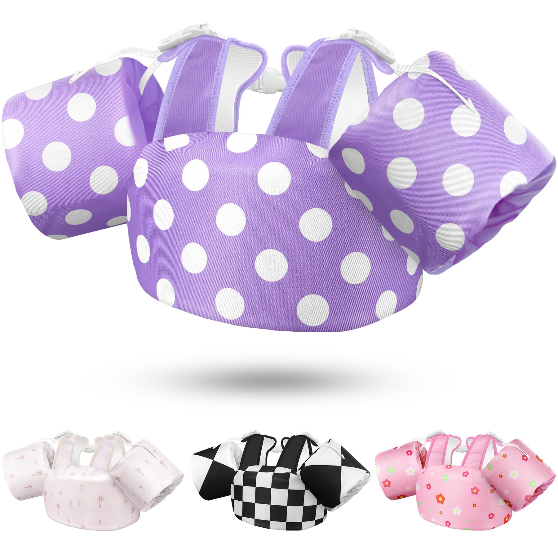 Vvinca Toddler Swim Vest for 22-66 Lbs (2-6 Years) - 3-in-1 Kids Pool Floaties with Removable Arm Bands and Back Float, Adjustable Safety Swim Jacket