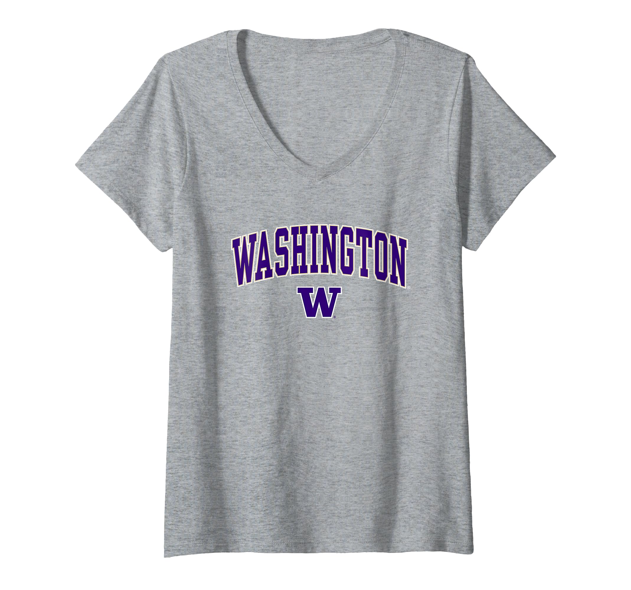 Womens Washington Huskies Arch Over Logo Officially Licensed V-Neck T-Shirt
