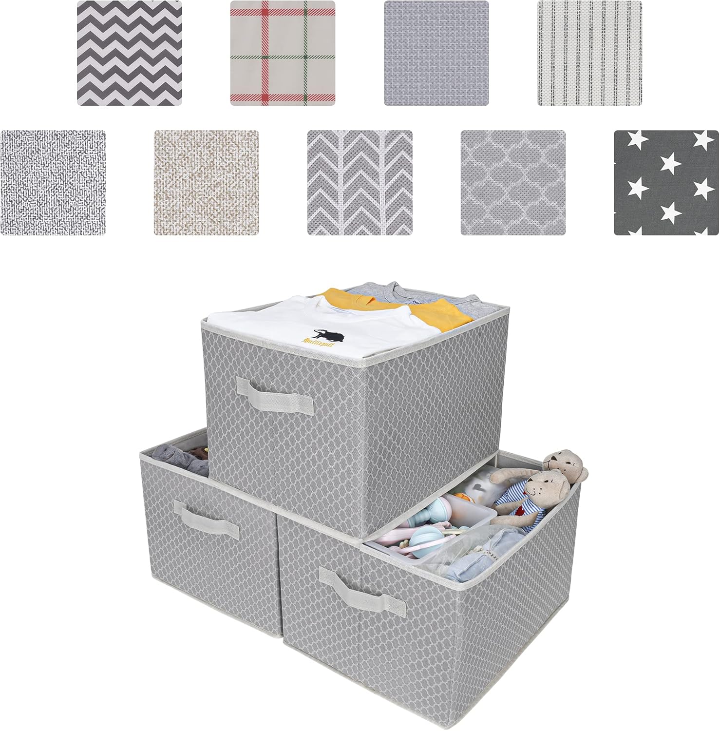 GRANNY SAYS Kid’s Fabric Storage Bin Toy Storage Basket, Nursery Storage Box Closet Organizer Bins for living Room, Extra Large, Gray/Beige, 3-Pack : Home & Kitchen