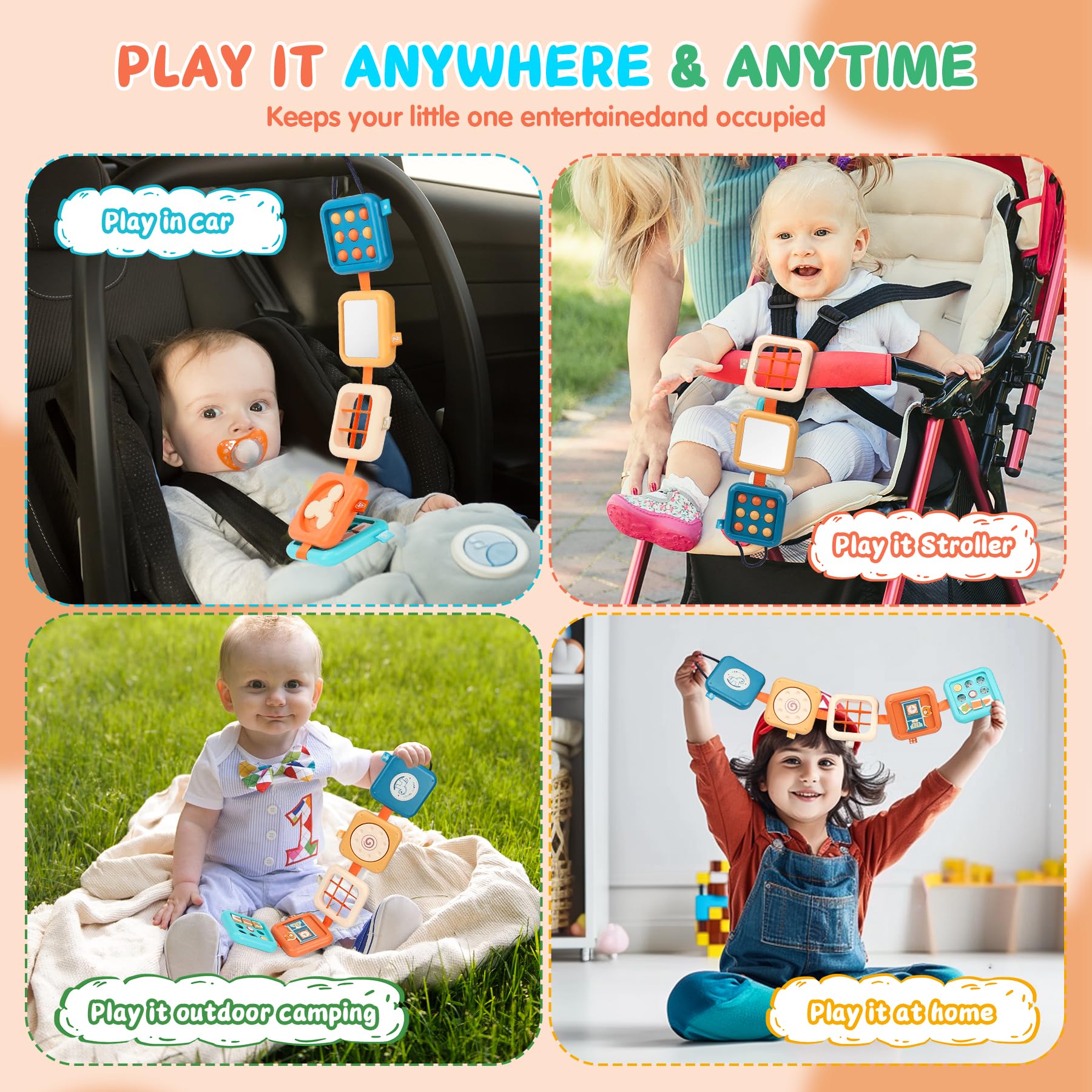 Tablero de actividades para niños de 1 año, juguetes de viaje para niños pequeños de 1 a 3 años, tablero Montessori Busy Cube, juguetes regalos para niños de 1 año 6