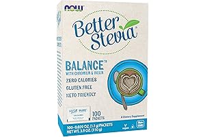 Now Foods BetterStevia Balance with Chromium and Inulin Zero-Calorie Sweetener Packets (100)