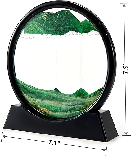 Miniatura 2 de KongLam Arte de arena dinámica 3D con movimiento líquido, imagen artística de arena en movimiento, imagen redonda de vidrio 3D de mar profundo,