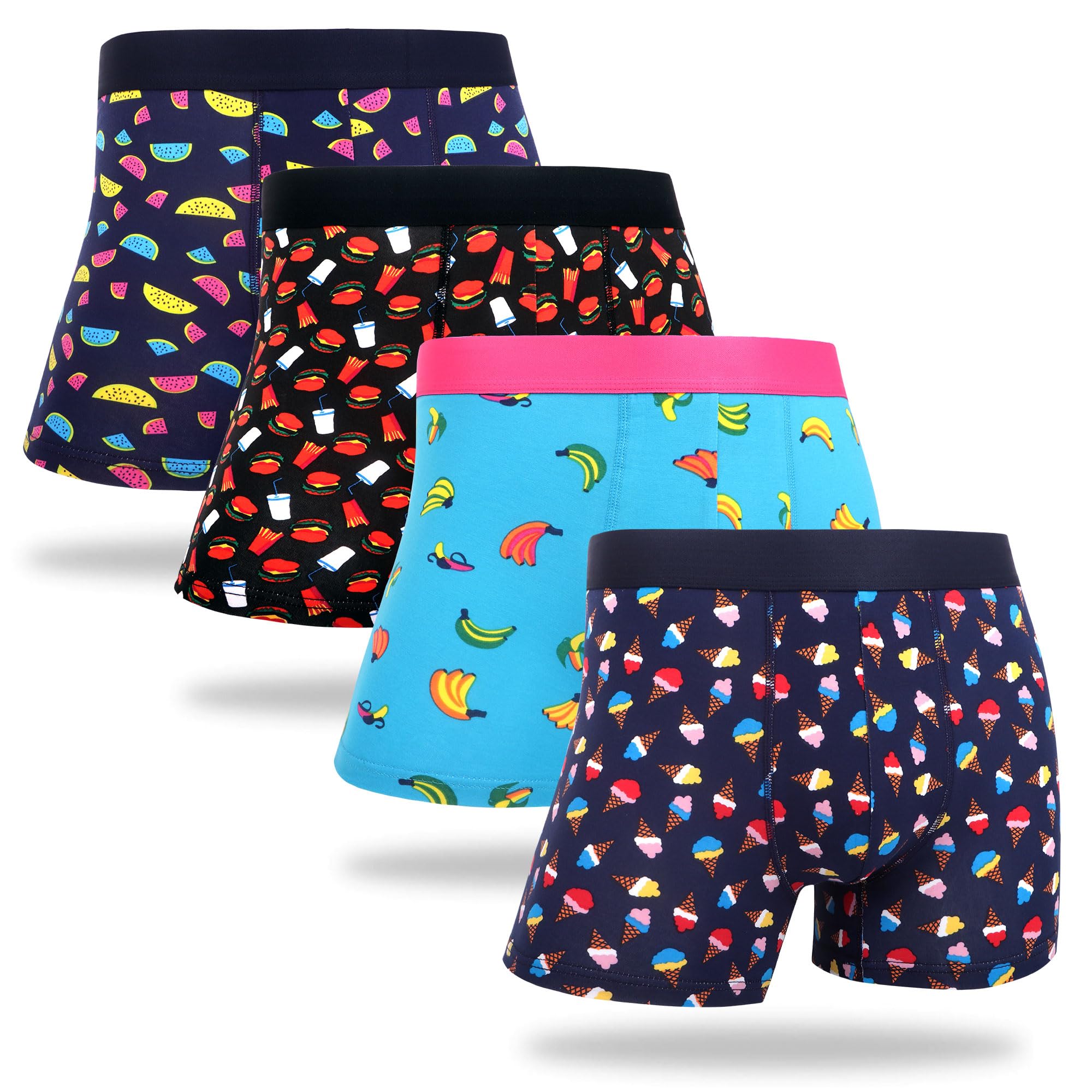 WeciBorMen's Colorful Boxer Shorts Funny Pattern Hipster Cotton Underwear Multipack