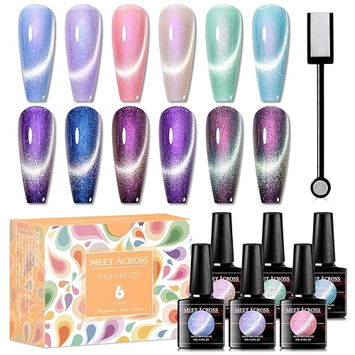 Miniatura 8 de MEET ACROSS Juego de esmalte de uñas de gel con purpurina para remojar con luz LED UV, efecto cielo estrellado, kit de esmalte de uñas de gel