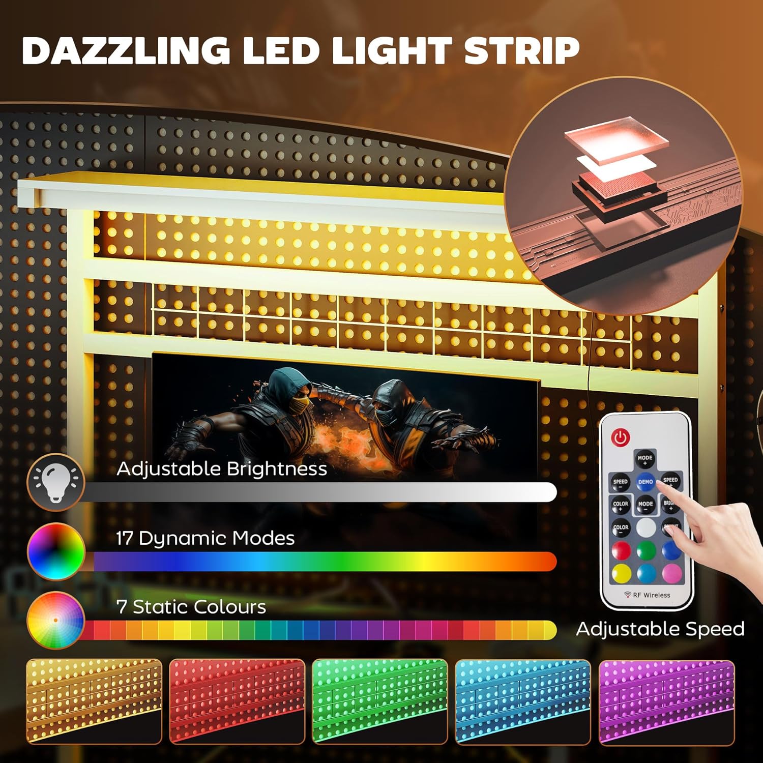 HOMCOM Gaming Desk, 62" L Shaped Desk with Power Outlets & LED Lights, 86" 2 Person Computer Table with Shelf & Rolling CPU Stand, Reversible Corner Office Table with Hutch, White