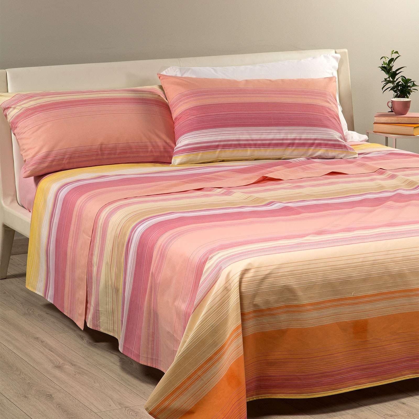 Caleffi Rainbow Light Lenzuola Copriletto, Cotone, Arancio, Matrimoniale, 1006822, Caleffi