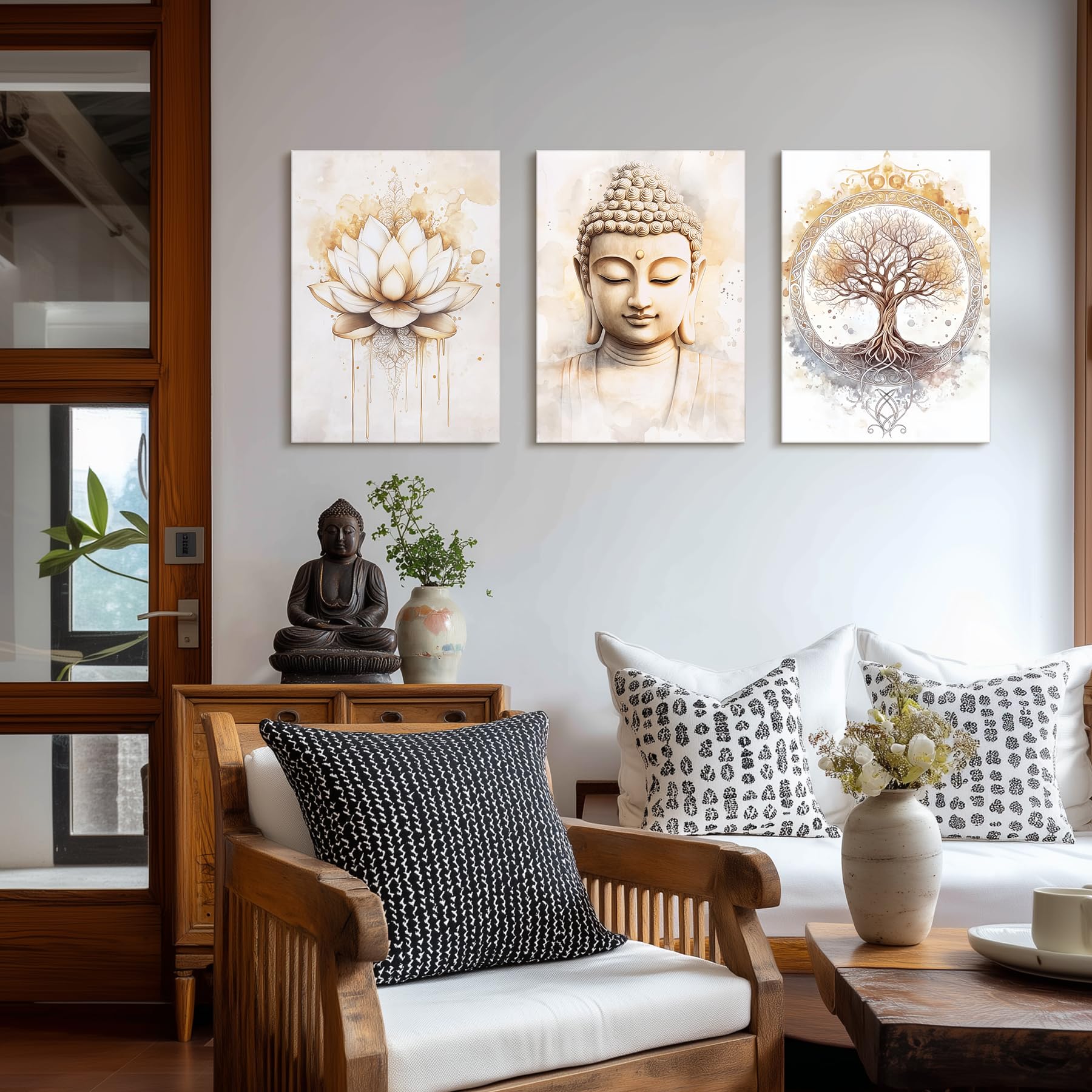 hyidecorart Baum des Lebens Lotus Mandala Wandbilder Wohnzimmer 40x58 cm | Wunderschönes Bild, HD-Druck, Einfach Aufzuhängen, Große Formate, Vielseitige Raumdeko, Ruhige Wandkunst, Geschenk