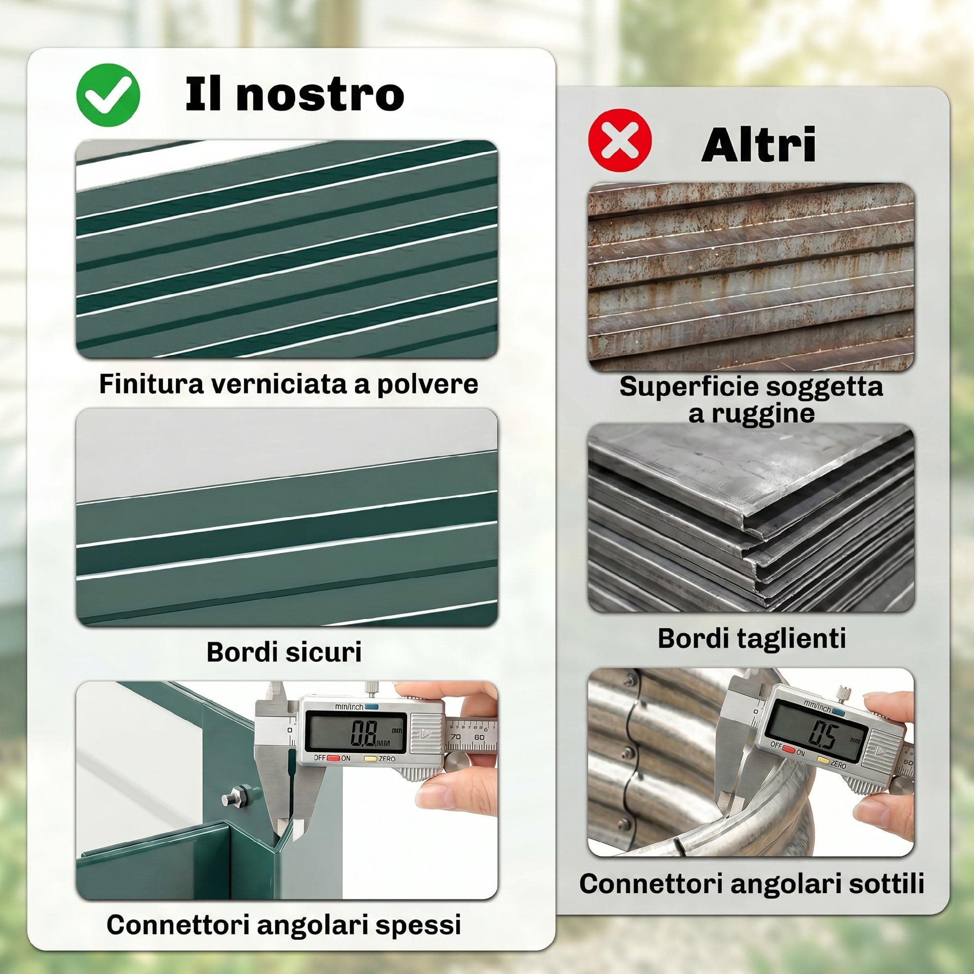 Outsunny Letto per Orto Rialzato da Esterno 628L, Fioriera da Balcone in Acciaio Galvanizzato con Fondo Aperto, per Piante, Fiori e Verdure, 241x90.5x30cm, Verde