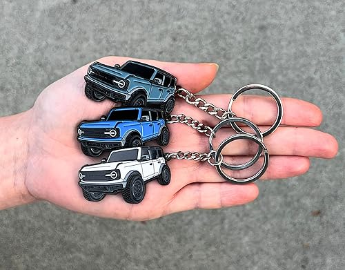 Vista 16 de Bronco Llavero Accesorios 4 puertas Llavero Funda Cool Mods compatible con Ford Bronco 2021 2022 2023 Gris carbonizado