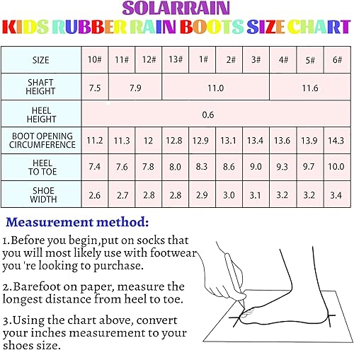 Miniatura 7 de SOLARRAIN Kids Waterproof Rain Boots All-Weather Neoprene Rubber Lightweight Mud Boots Winter Warm Insulated Snow Boots for Boys Girls