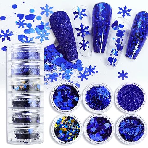 Christmas Glitters Nail Art Sequins Blue Snowflake Nail Art Glitter