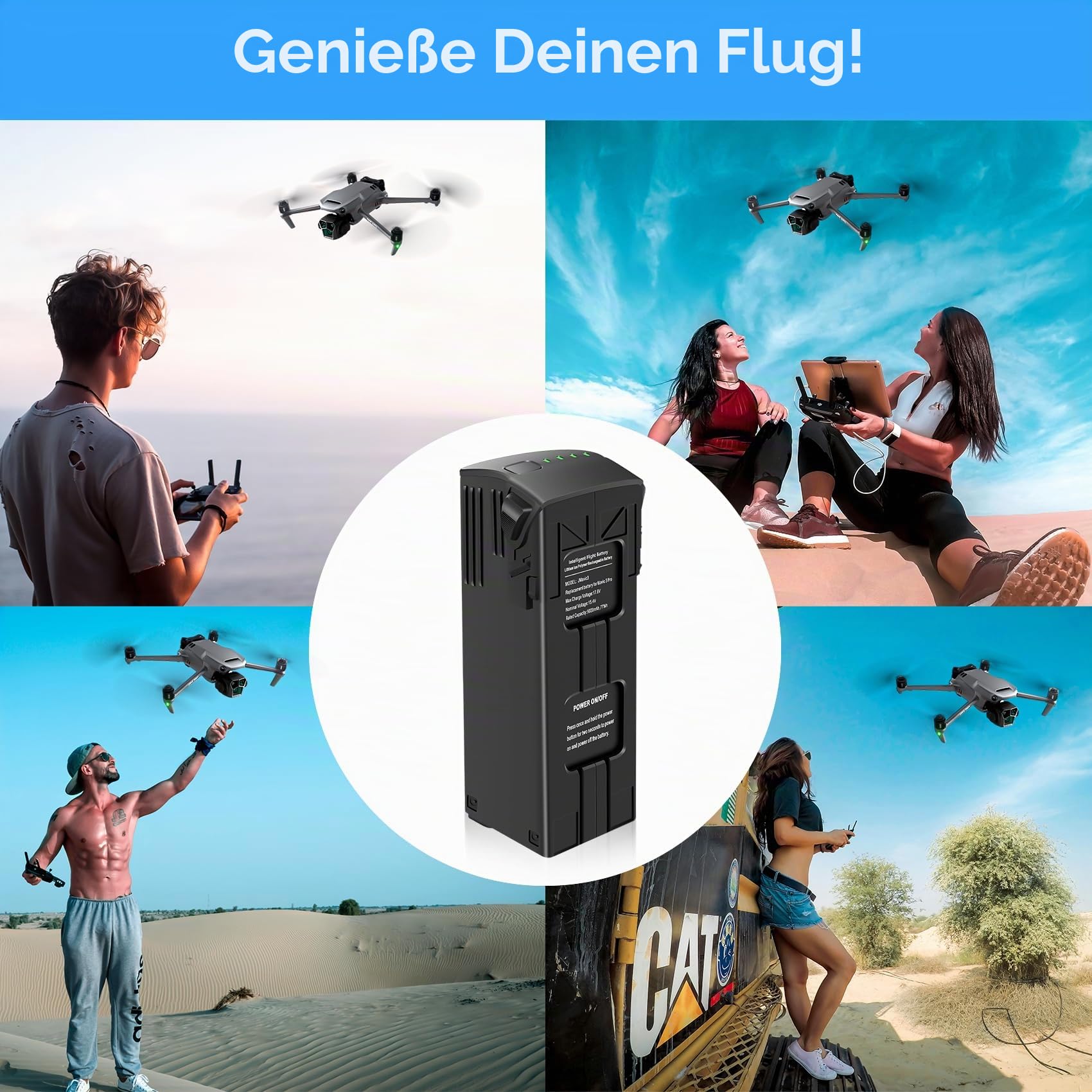 Mavic 3 Series Intelligent Flight Akku 1 Stück 15.4V 5000mAh Unterstützt bis zu 46 Minuten Flugzeit kompatibel mit DJI Mavic 3/3 Pro,Mavic 3/3 Pro Cine,Mavic 3 Classic,Mavic 3 Enterprise Serie