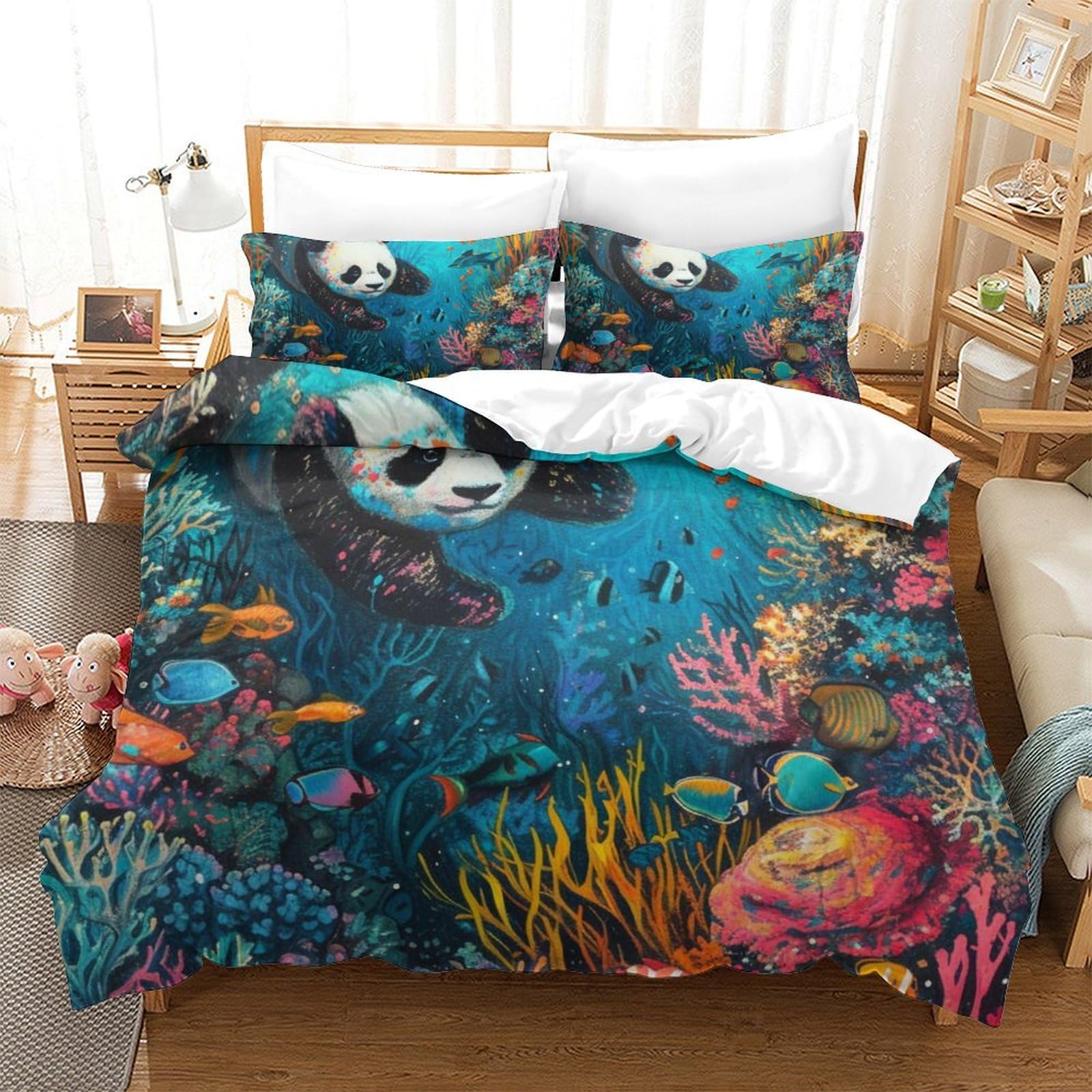 Housse de couette Panda en microfibre pour créer une ambiance jungle et nature dans votre chambre