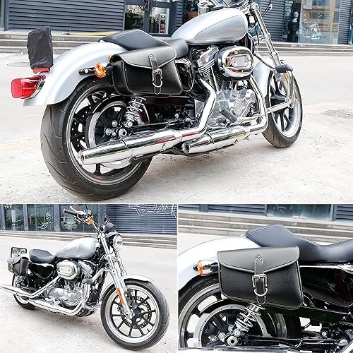 Miniatura 2 de Motoforti Bolsa universal para silla de montar de motocicleta, bolsa de almacenamiento de ciclismo, bolsa impermeable de piel sintética