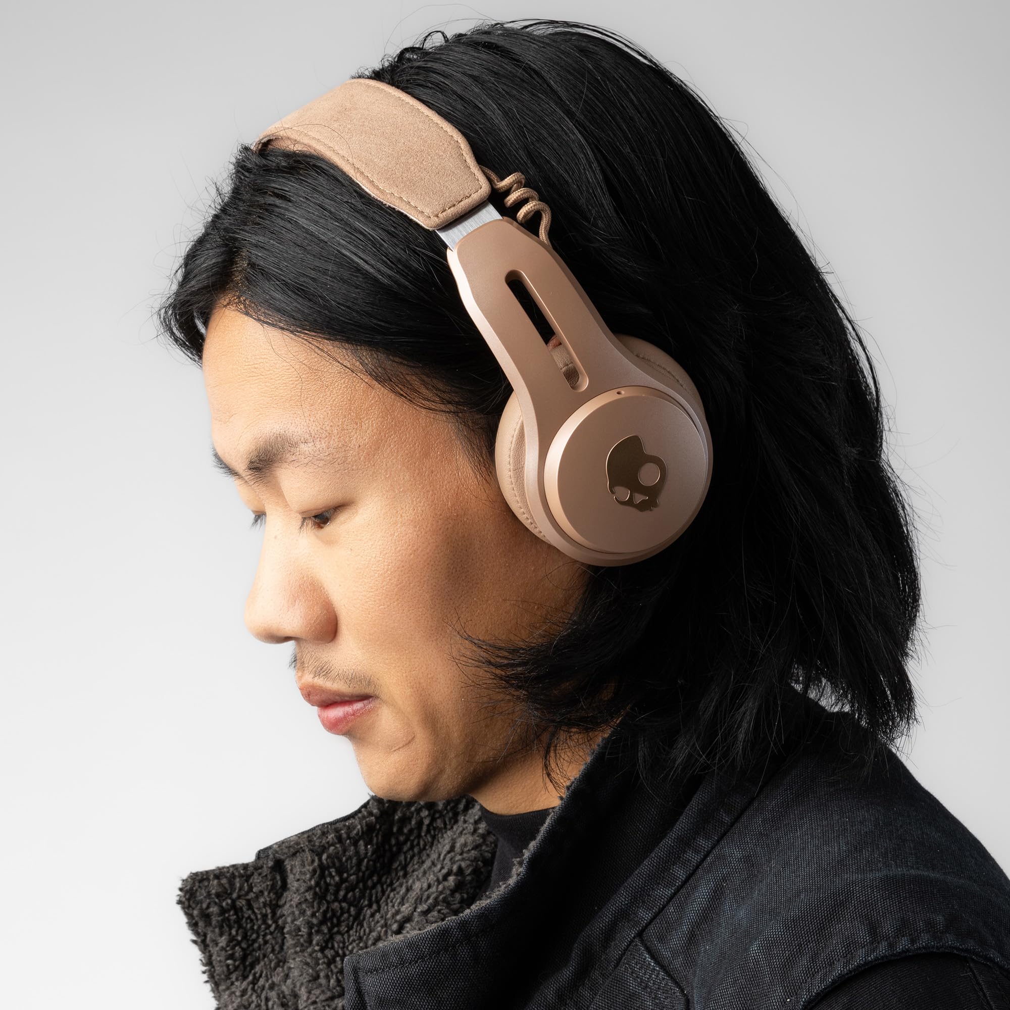 Skullcandy Icon ANC nauszne bezprzewodowe słuchawki Bluetooth z aktywną redukcją szumów, bateria 60 godzin, mikrofon, współpracuje z iPhone Android - Beige