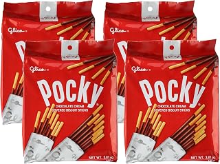 Glico Pocky, Chocolate Cream Covered Biscuit Sticks (9 Individual Bags), 4.13 oz (Pack of 36)