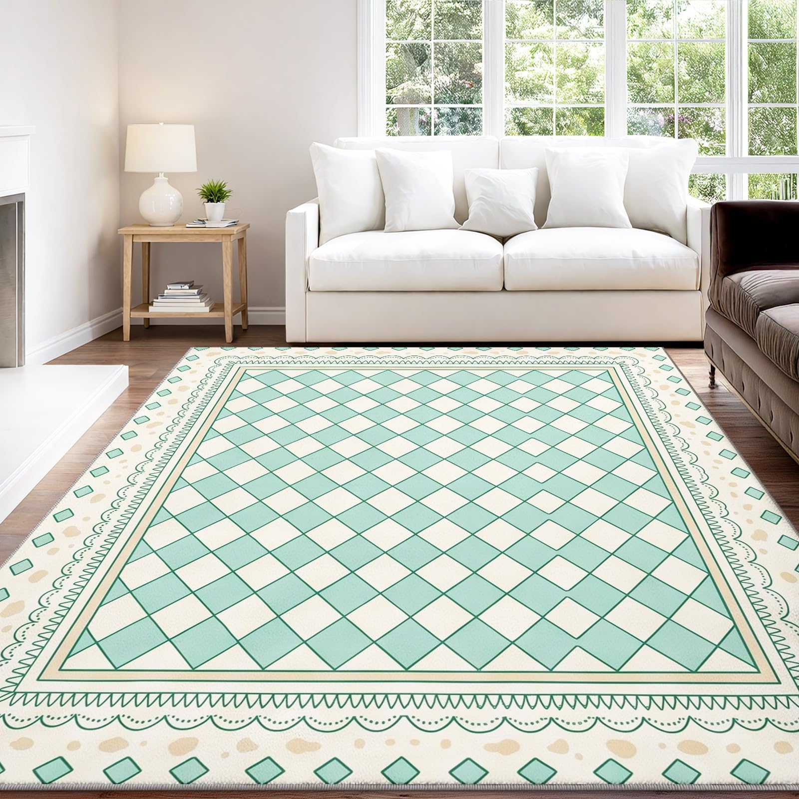 Générique Tapis Français Classique 50 x 80 cm Tapis De Salon Carré Motif, Poils Courts Doux Et Confortables, Facile d'entretien, Microfibre De Haute Qualité, Ultra Résista