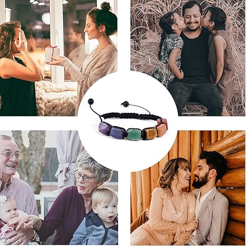 Miniatura 4 de Pulseras ajustables de 7 chakras auténticas, pulseras de piedras curativas de cristal sobrenatural, pulseras de cuentas de reiki naturales para