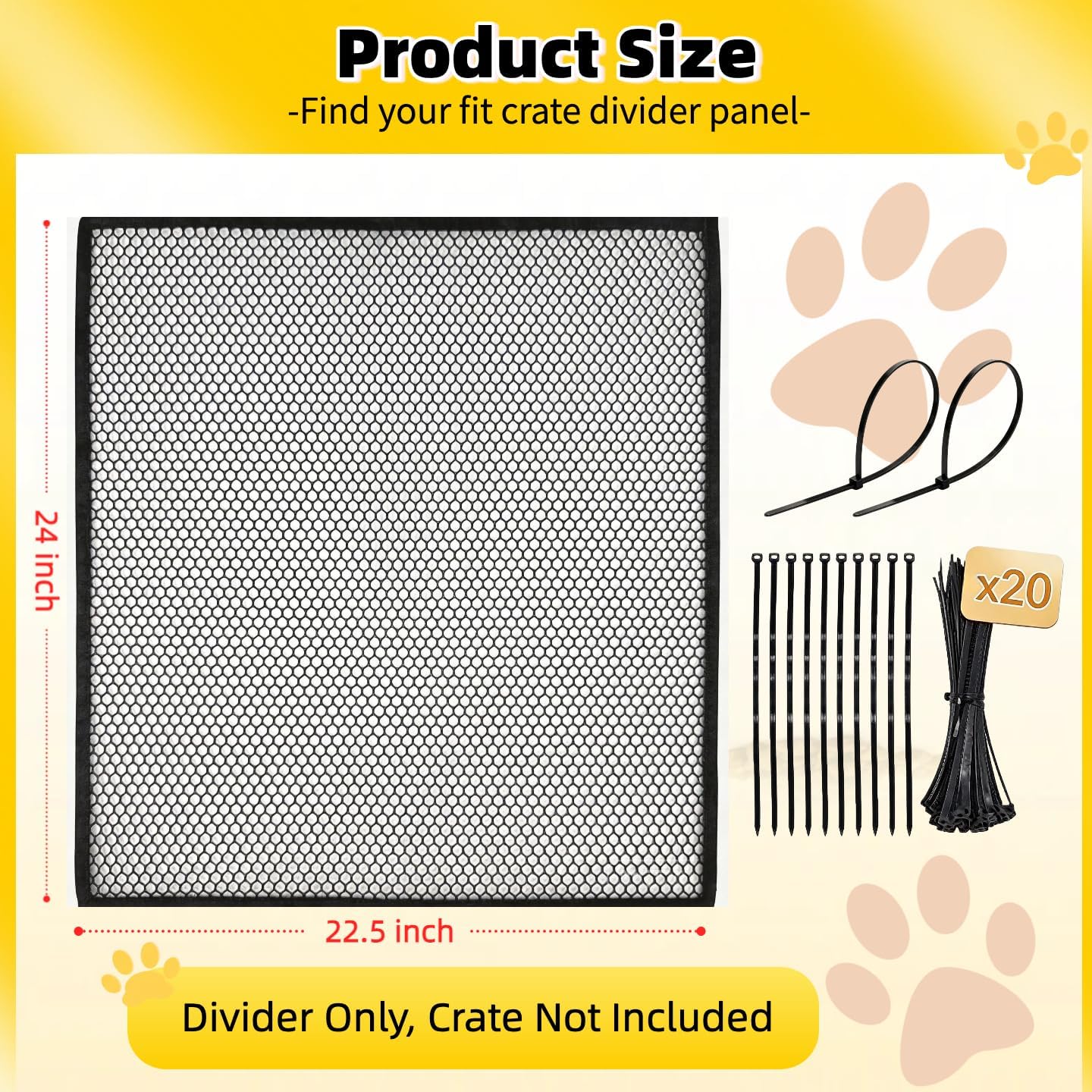 Thick Adjustable Dog Crate Divider for 36" Crate, 24"x22.5" image 2