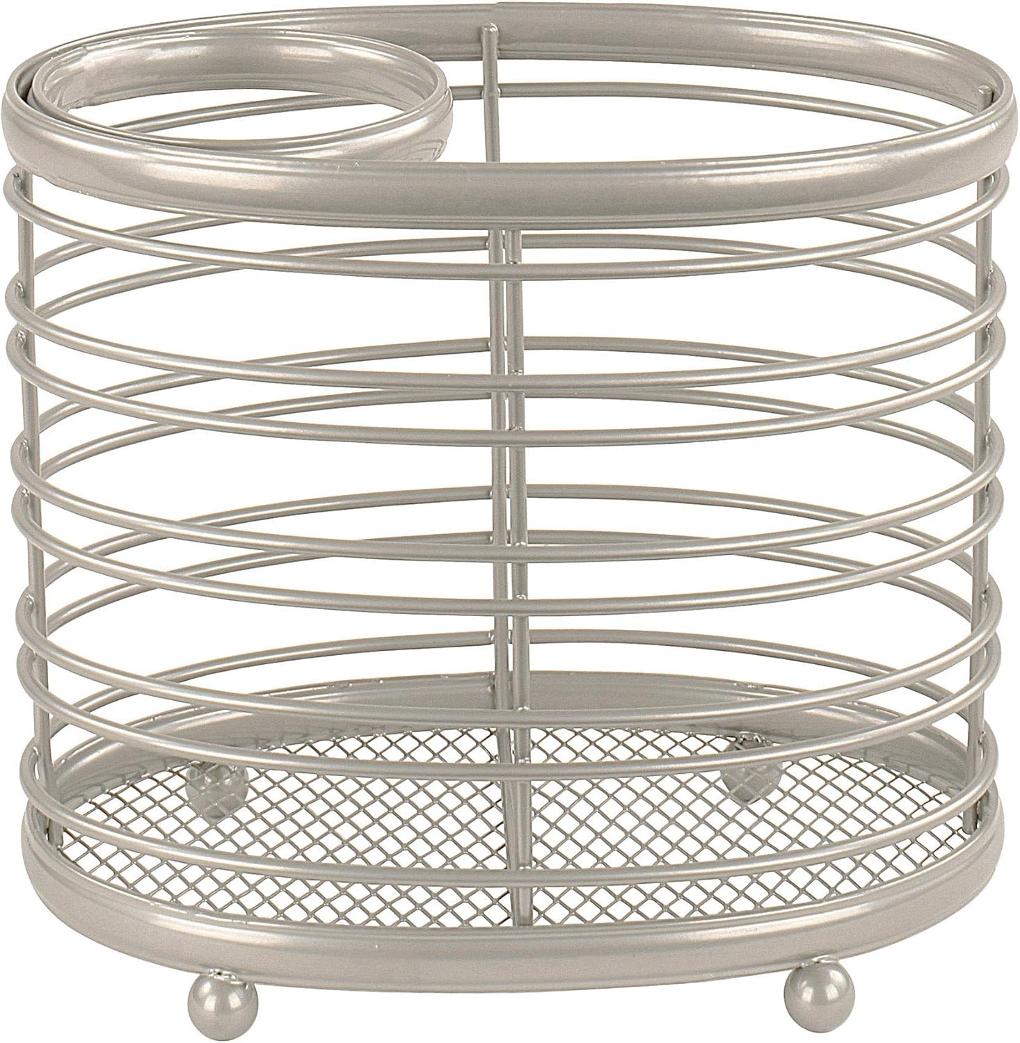 Spectrum Diversified Ashley Countertop Hair Dryer & Accessory Organizer Station Styling Tool Caddy for Brushes, Flat Irons, Curling Wands & Makeup Applicators, Satin Nickel : Home & Kitchen