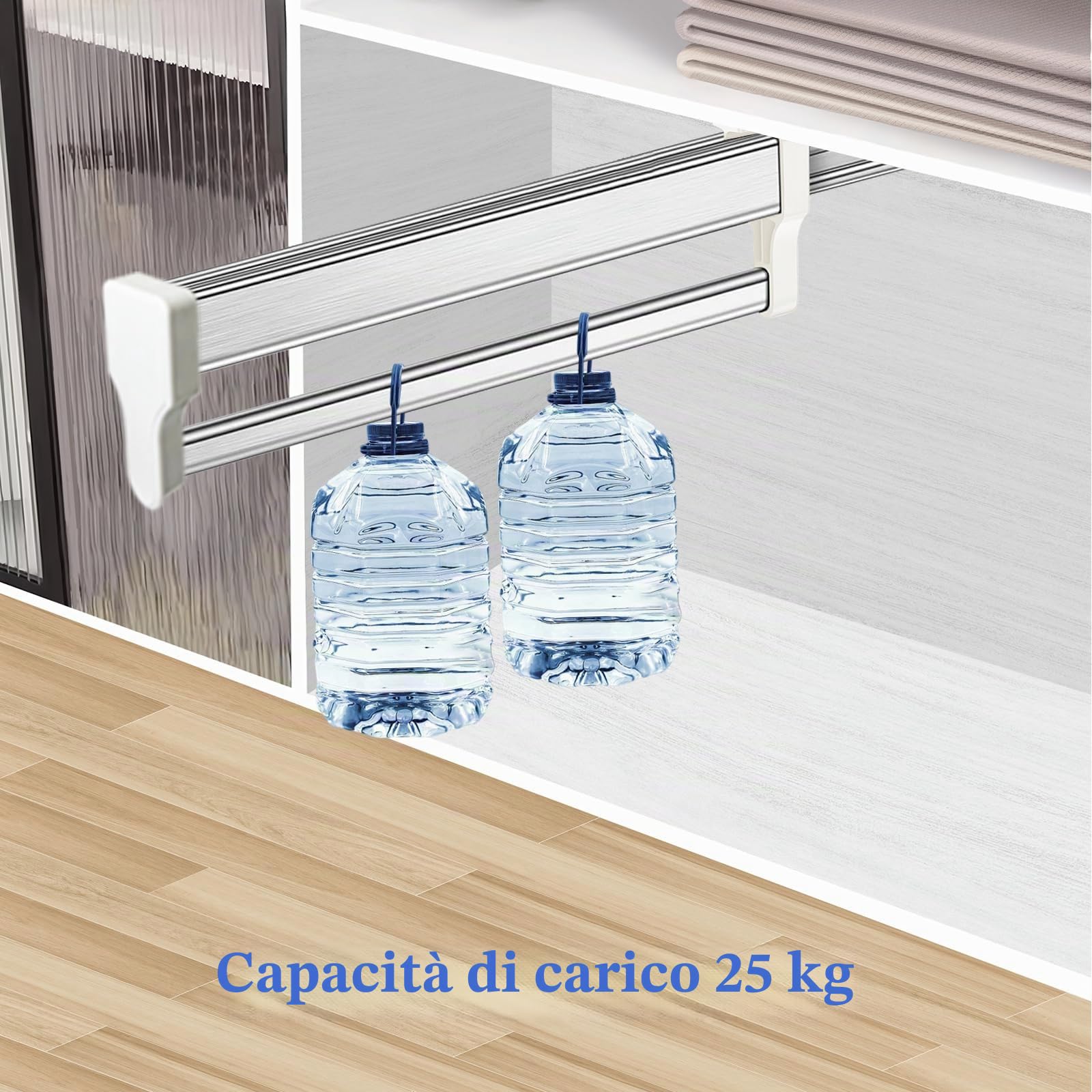 Pendiabiti Estraibile per Armadio barra Appendiabiti estraibile, regolabile, appendiabiti estensibili per guardaroba, acciaio inossidabile 292 mm Bianco